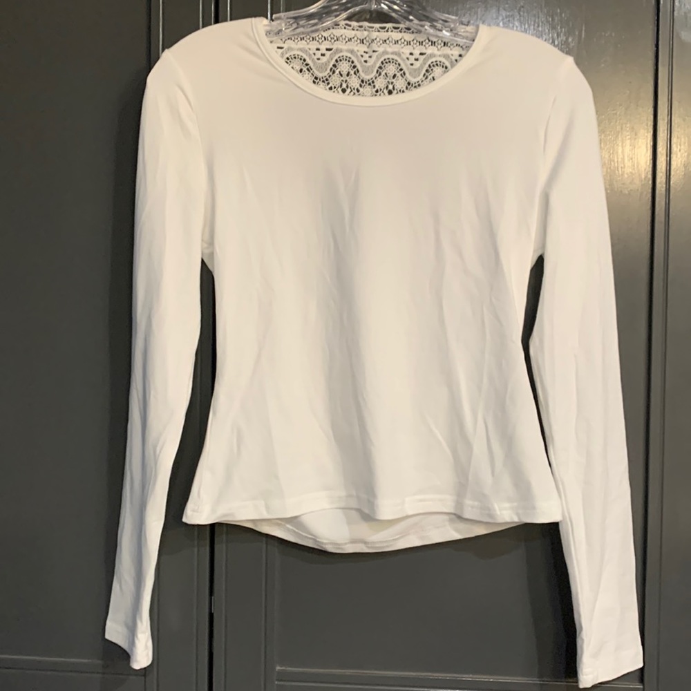 White Long Sleeve Open Back Shirt